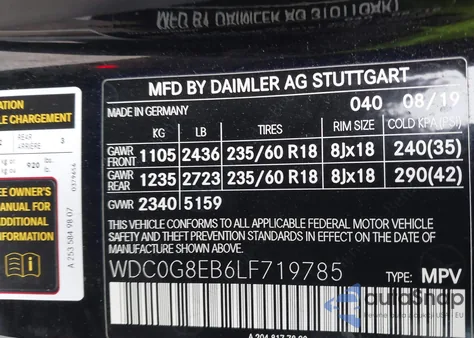 2020 Mercedes-Benz Glc 300 4Matic from USA, damaged, VIN WDC0G8EB6LF719785